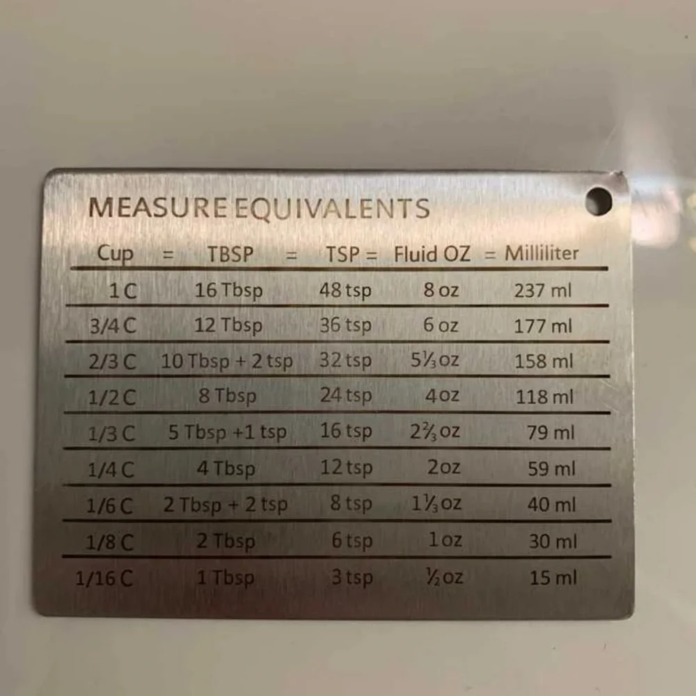 New Stainless Steel Silver Black Measure Equivalents Strong Baking Fridge Magnet
